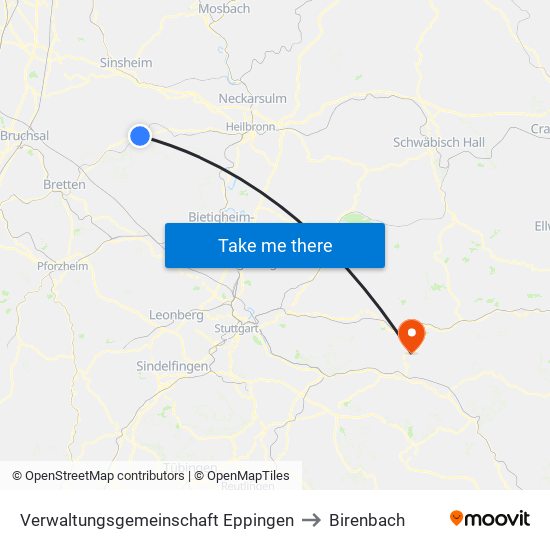 Verwaltungsgemeinschaft Eppingen to Birenbach map