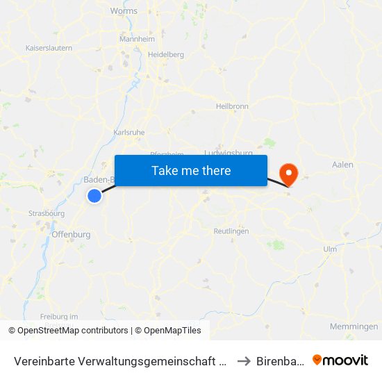 Vereinbarte Verwaltungsgemeinschaft Bühl to Birenbach map