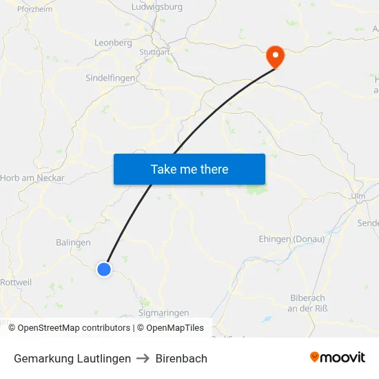 Gemarkung Lautlingen to Birenbach map