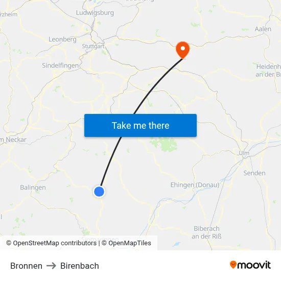 Bronnen to Birenbach map