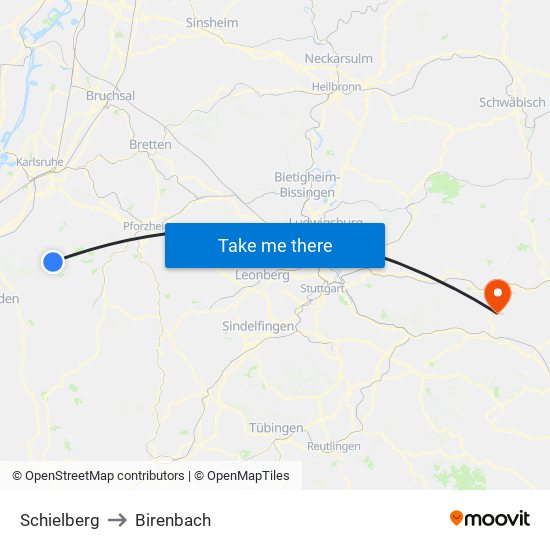 Schielberg to Birenbach map