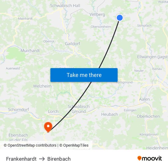 Frankenhardt to Birenbach map