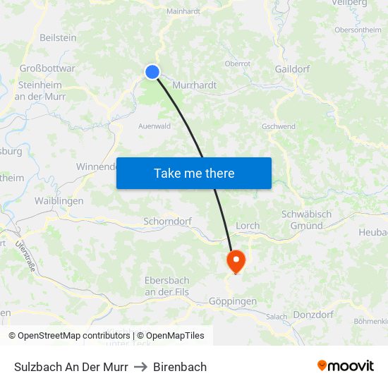 Sulzbach An Der Murr to Birenbach map