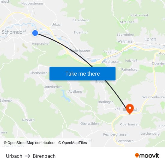 Urbach to Birenbach map