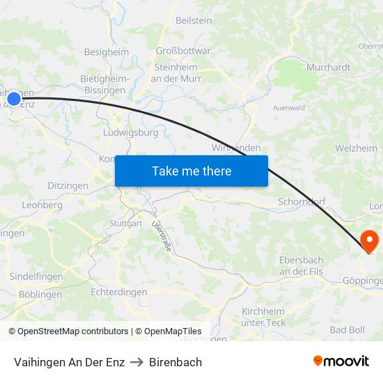 Vaihingen An Der Enz to Birenbach map