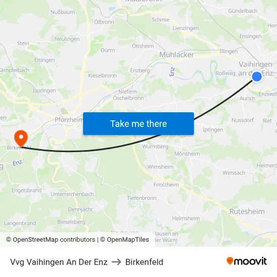 Vvg Vaihingen An Der Enz to Birkenfeld map