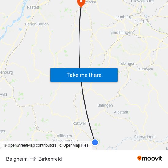 Balgheim to Birkenfeld map