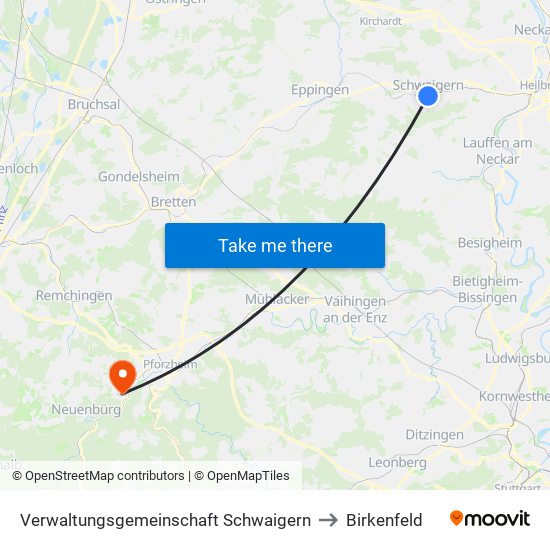 Verwaltungsgemeinschaft Schwaigern to Birkenfeld map