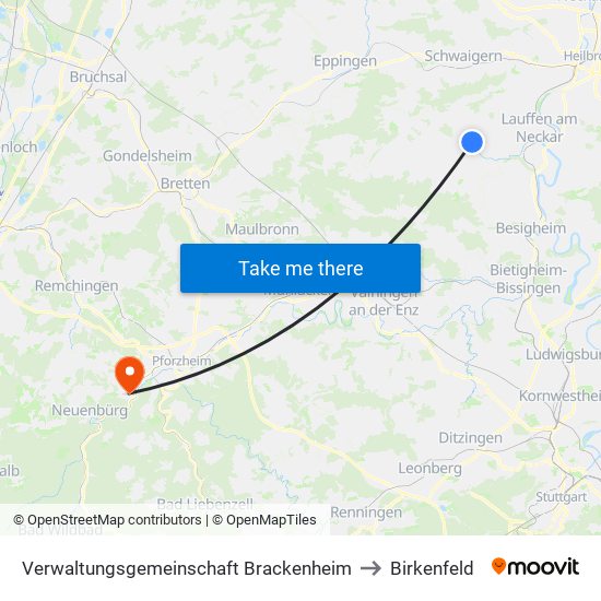 Verwaltungsgemeinschaft Brackenheim to Birkenfeld map