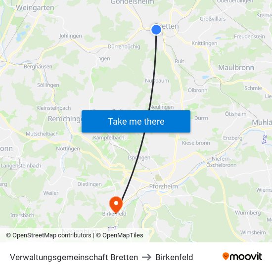 Verwaltungsgemeinschaft Bretten to Birkenfeld map