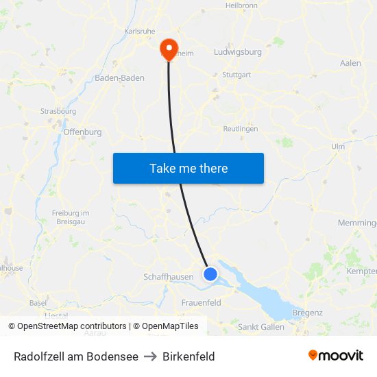 Radolfzell am Bodensee to Birkenfeld map