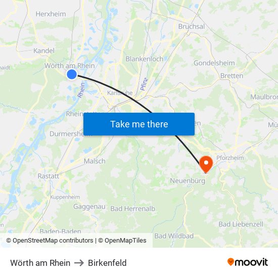 Wörth am Rhein to Birkenfeld map