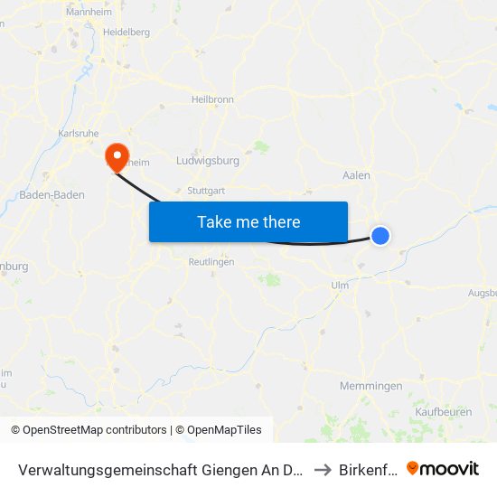 Verwaltungsgemeinschaft Giengen An Der Brenz to Birkenfeld map