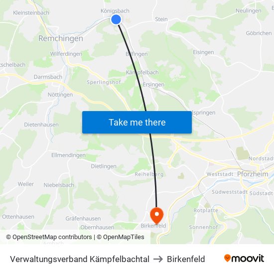 Verwaltungsverband Kämpfelbachtal to Birkenfeld map