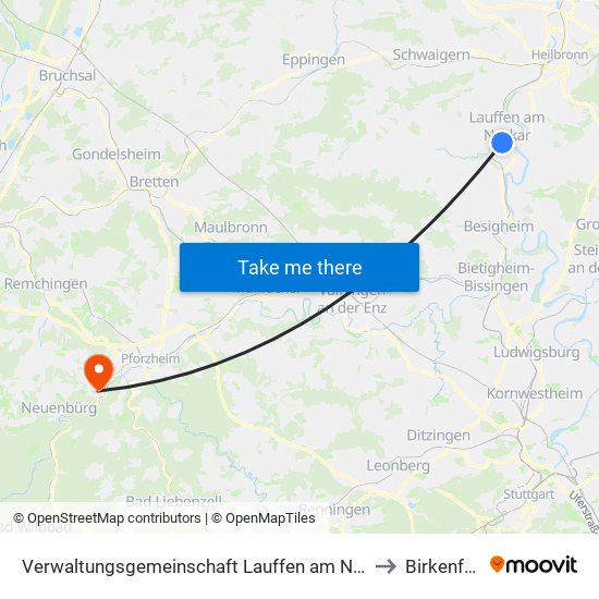 Verwaltungsgemeinschaft Lauffen am Neckar to Birkenfeld map
