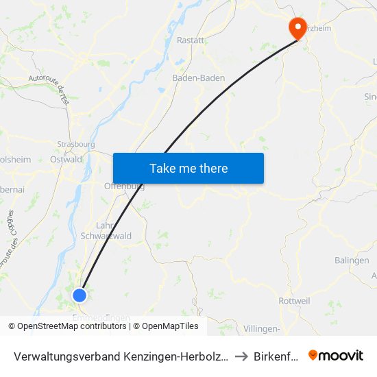 Verwaltungsverband Kenzingen-Herbolzheim to Birkenfeld map