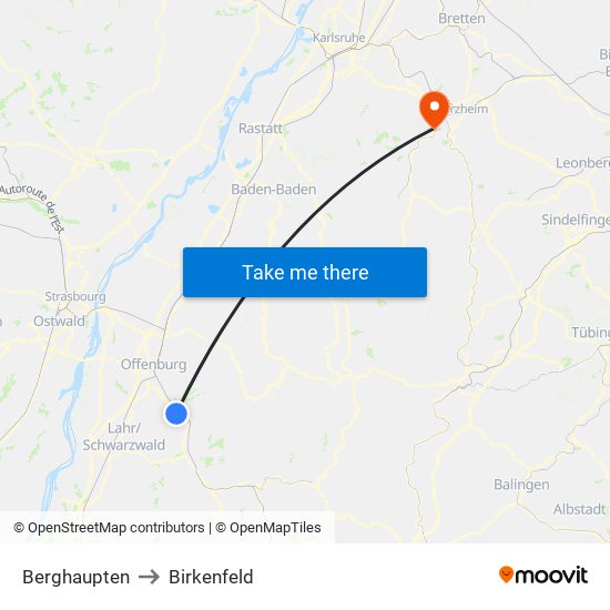 Berghaupten to Birkenfeld map