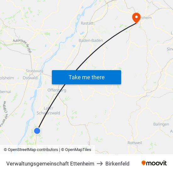 Verwaltungsgemeinschaft Ettenheim to Birkenfeld map