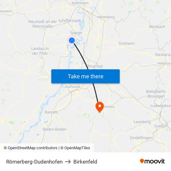 Römerberg-Dudenhofen to Birkenfeld map