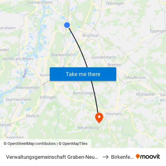 Verwaltungsgemeinschaft Graben-Neudorf to Birkenfeld map