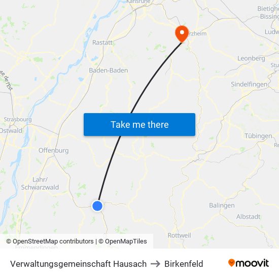 Verwaltungsgemeinschaft Hausach to Birkenfeld map