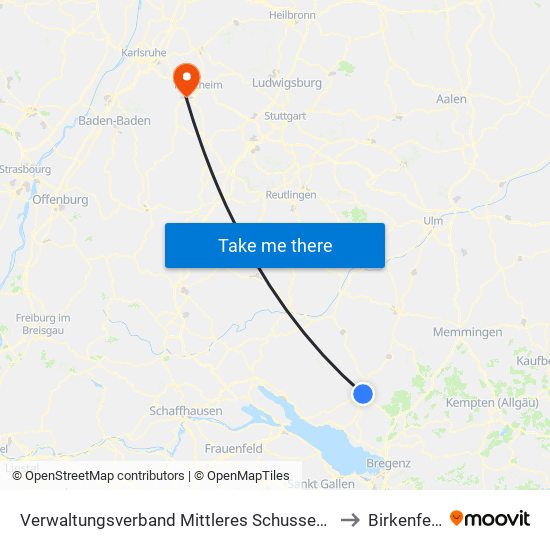 Verwaltungsverband Mittleres Schussental to Birkenfeld map