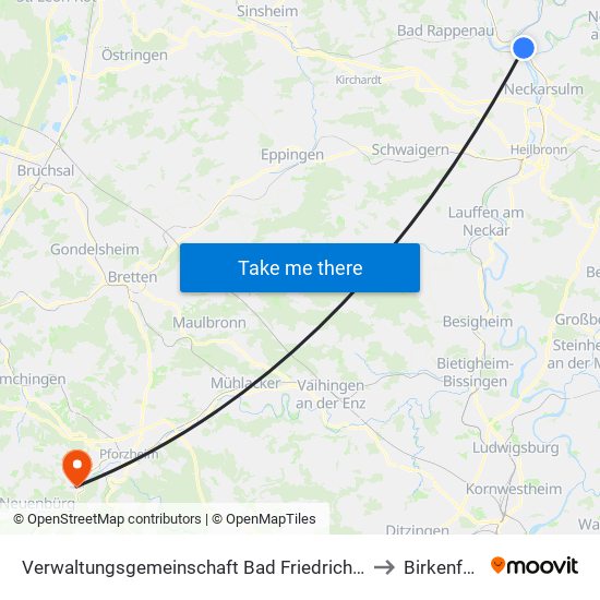 Verwaltungsgemeinschaft Bad Friedrichshall to Birkenfeld map