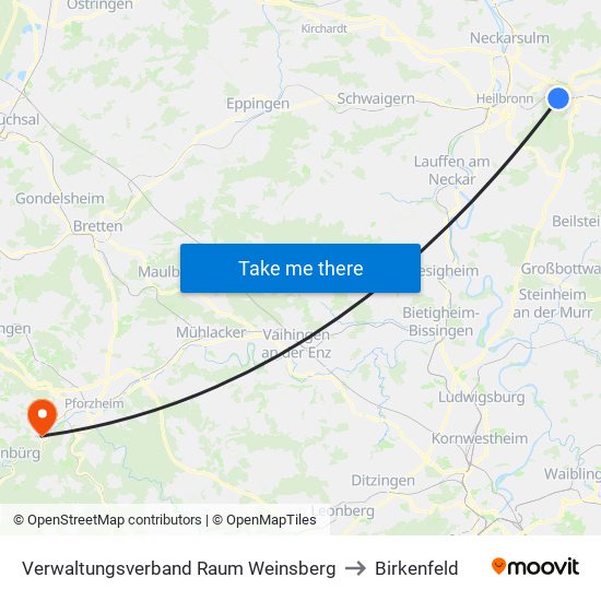 Verwaltungsverband Raum Weinsberg to Birkenfeld map