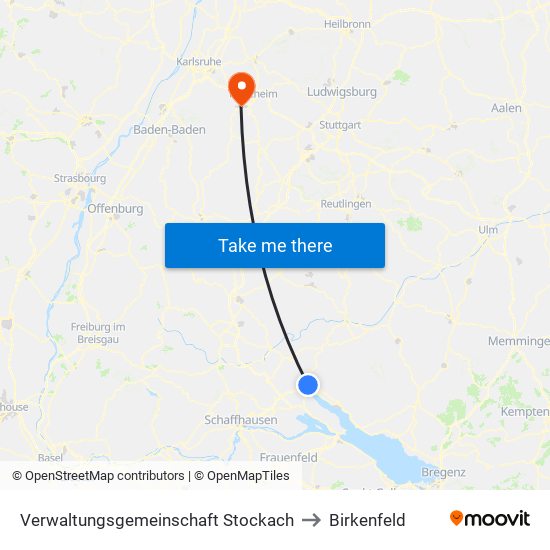 Verwaltungsgemeinschaft Stockach to Birkenfeld map