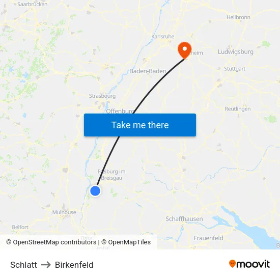 Schlatt to Birkenfeld map