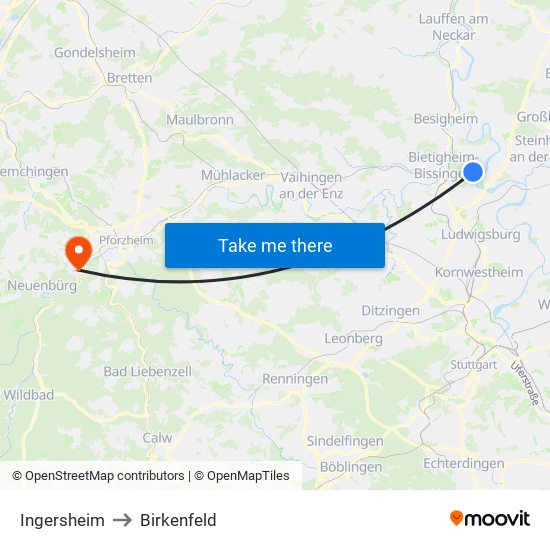 Ingersheim to Birkenfeld map