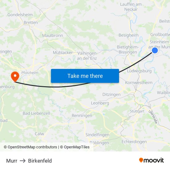 Murr to Birkenfeld map