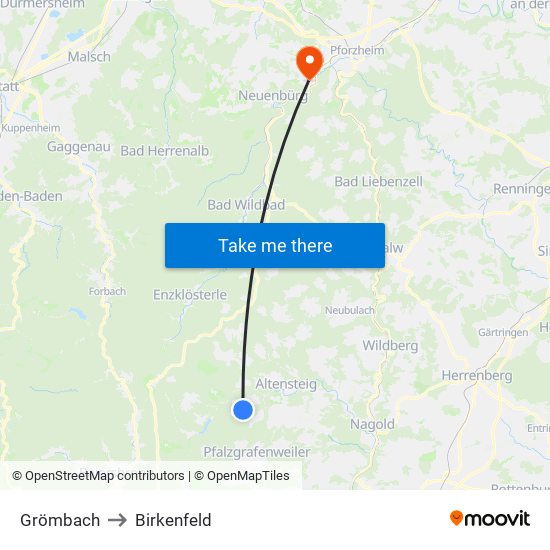 Grömbach to Birkenfeld map