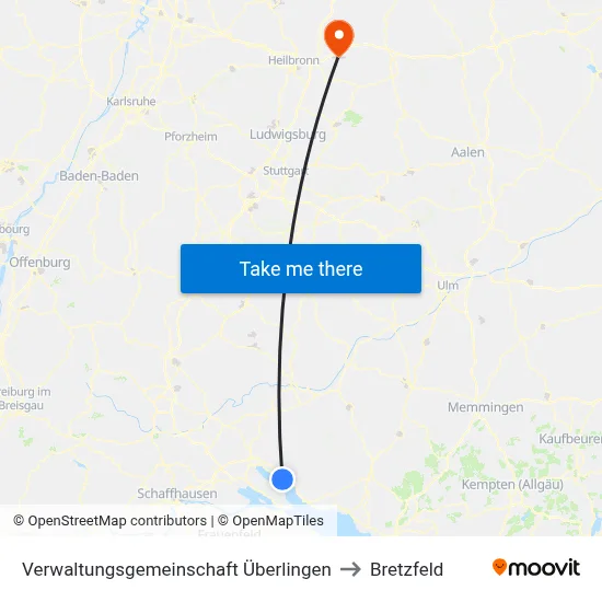 Verwaltungsgemeinschaft Überlingen to Bretzfeld map