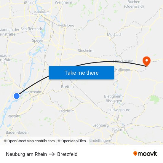 Neuburg am Rhein to Bretzfeld map