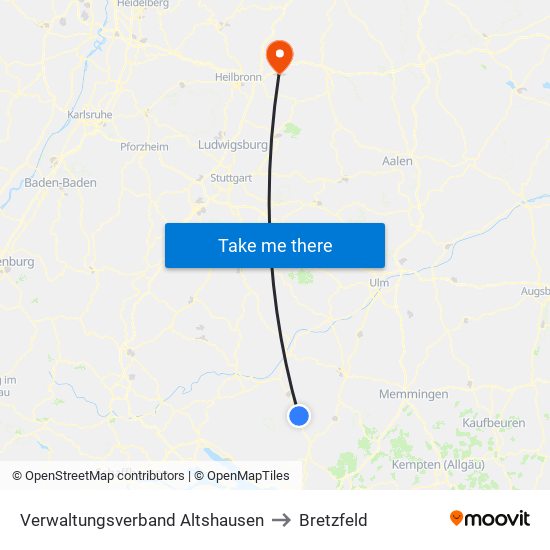 Verwaltungsverband Altshausen to Bretzfeld map