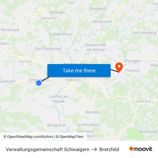 Verwaltungsgemeinschaft Schwaigern to Bretzfeld map