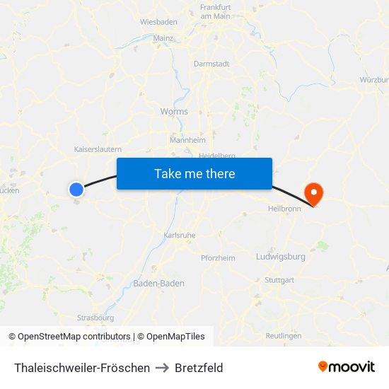 Thaleischweiler-Fröschen to Bretzfeld map