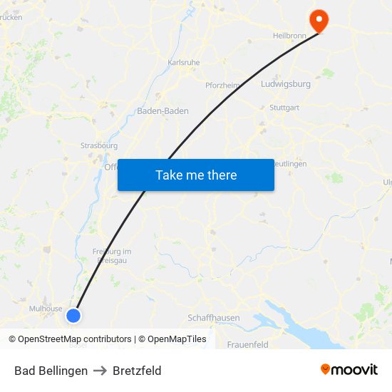 Bad Bellingen to Bretzfeld map