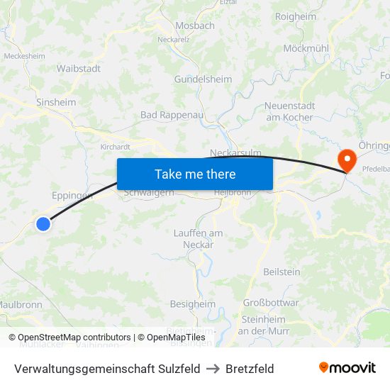 Verwaltungsgemeinschaft Sulzfeld to Bretzfeld map