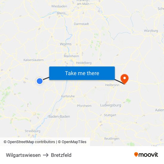 Wilgartswiesen to Bretzfeld map