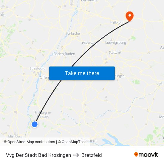 Vvg Der Stadt Bad Krozingen to Bretzfeld map