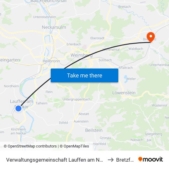Verwaltungsgemeinschaft Lauffen am Neckar to Bretzfeld map