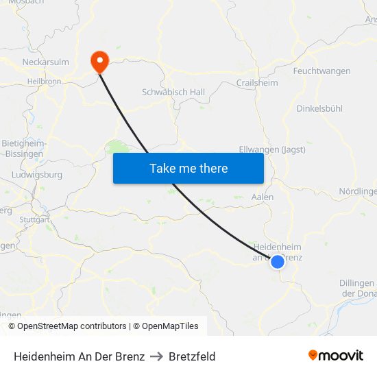 Heidenheim An Der Brenz to Bretzfeld map