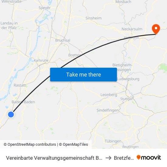 Vereinbarte Verwaltungsgemeinschaft Bühl to Bretzfeld map