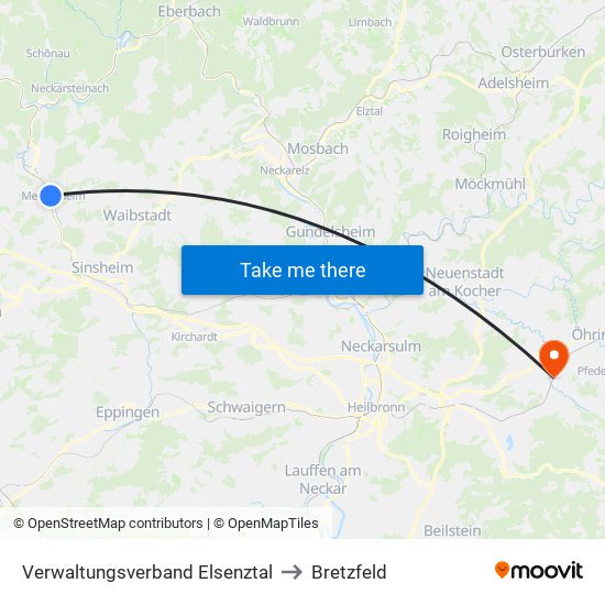 Verwaltungsverband Elsenztal to Bretzfeld map