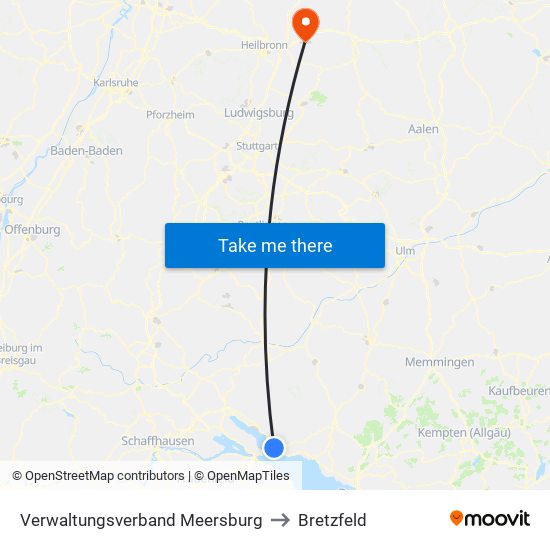 Verwaltungsverband Meersburg to Bretzfeld map