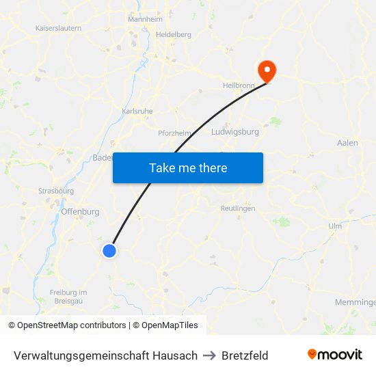 Verwaltungsgemeinschaft Hausach to Bretzfeld map