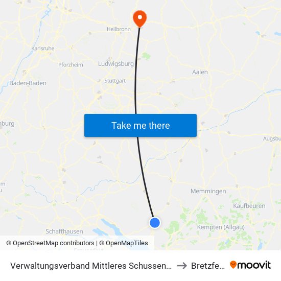 Verwaltungsverband Mittleres Schussental to Bretzfeld map