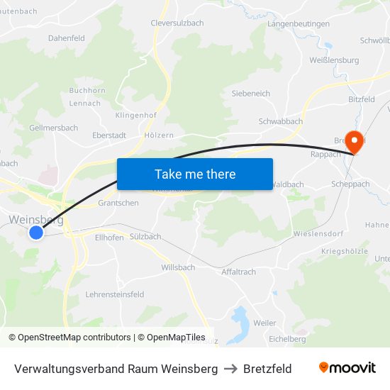 Verwaltungsverband Raum Weinsberg to Bretzfeld map